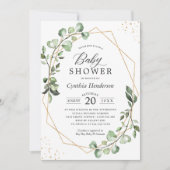 Greenery Eucalyptus Modern Geometric Baby Shower Einladung (Vorderseite)