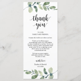 Greenery Eucalyptus Place Einstellung Danke Karte
