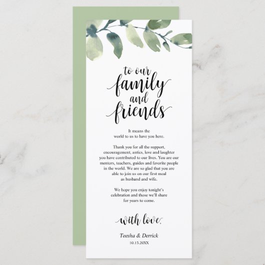 Greenery Eucalyptus Place Einstellung Danke Karte (Vorne/Hinten)