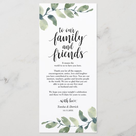 Greenery Eucalyptus Place Einstellung Danke Karte (Vorderseite)