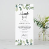 Greenery Eucalyptus Place Einstellung Danke Karte (Stehend Vorderseite)