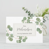 Greenery Eucalyptus Pregnancy Announcement Card Ankündigung (Stehend Vorderseite)