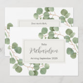 Greenery Eucalyptus Pregnancy Announcement Card Ankündigung (Vorne/Hinten)