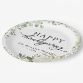 Greenery Eucalyptus Pumpkin Erntedank Dinner Pappteller (Schrägansicht)