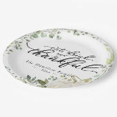 Greenery Eucalyptus Pumpkin Erntedank Dinner Pappteller (Schrägansicht)