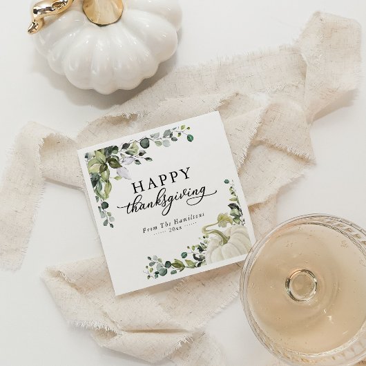 Greenery Eucalyptus Pumpkin Erntedank Dinner Serviette