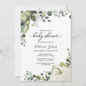 Greenery Eucalyptus Pumpkin Fall Baby Shower Einladung (Vorderseite)