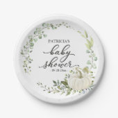 Greenery Eucalyptus Pumpkin Fall Baby Shower Pappteller (Vorderseite)