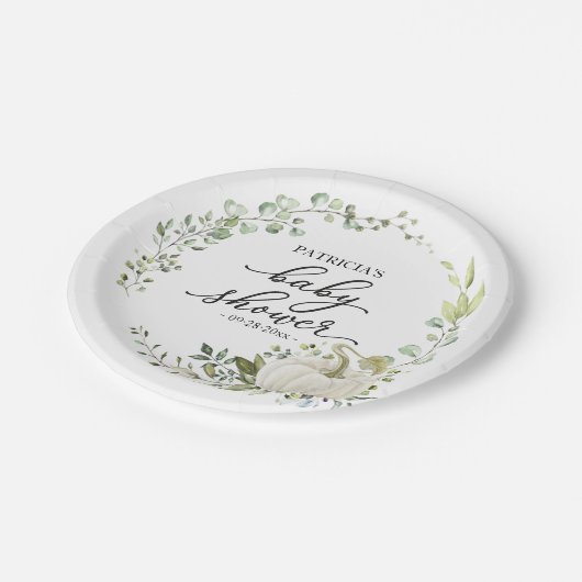Greenery Eucalyptus Pumpkin Fall Baby Shower Pappteller (Schrägansicht)