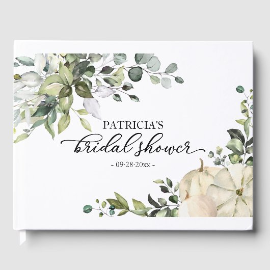 Greenery Eucalyptus Pumpkin Fall Brautparty Gästebuch (Vorderseite)
