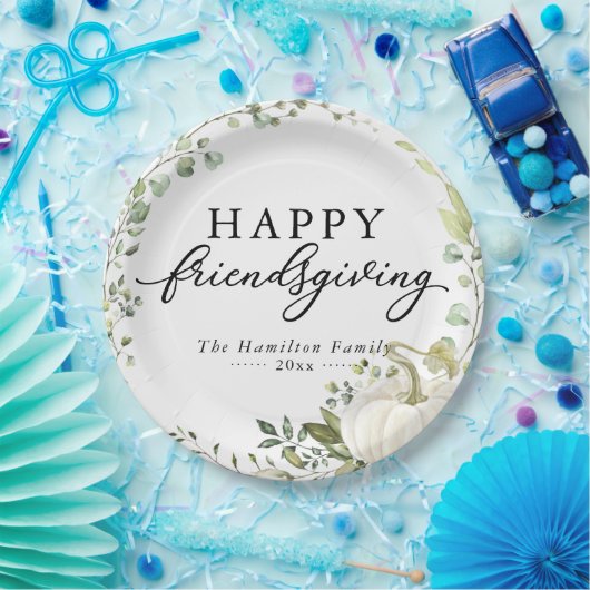 Greenery Eucalyptus Pumpkin Friendsgiving Dinner Pappteller (Party)