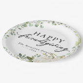 Greenery Eucalyptus Pumpkin Friendsgiving Dinner Pappteller (Schrägansicht)