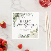 Greenery Eucalyptus Pumpkin Friendsgiving Dinner Serviette (Beispiel)