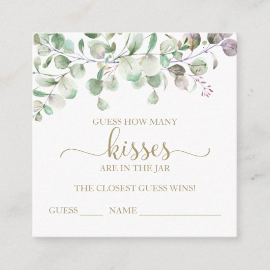 Greenery Eucalyptus rät wie viele Kisses Cards Begleitkarte (Vorderseite)