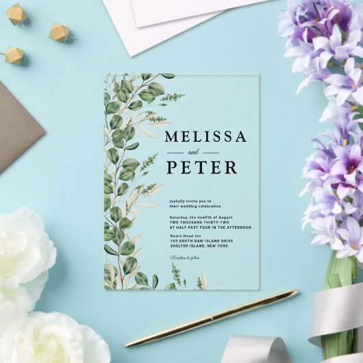 Greenery Eucalyptus Rustic Wedding Acryleinladungen (In Situ (Hochzeit))