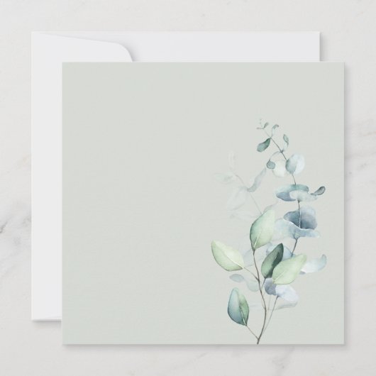 Greenery Eucalyptus Script Baby Shower Einladung (Rückseite)