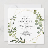 Greenery Eucalyptus Script Baby Shower Einladung (Vorderseite)
