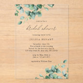 Greenery Eucalyptus script-Brautparty Acryleinladungen (Vorderseite)