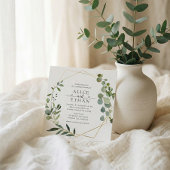 Greenery Eucalyptus Script Heart Wedding Einladung
