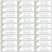 Greenery Eucalyptus Script Wedding Guest Address Aufkleber (Vorderseite)