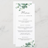 Greenery Eucalyptus script Wedding Menu Karte (Vorne/Hinten)