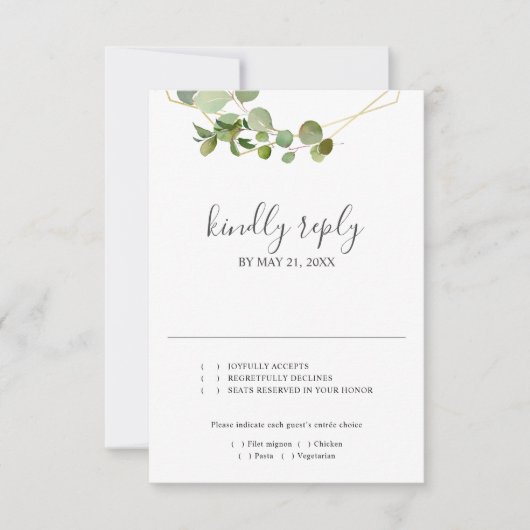 Greenery Eucalyptus Script Wedding RSVP (Vorderseite)