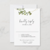 Greenery Eucalyptus Script Wedding RSVP Karte (Vorderseite)