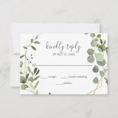 Greenery Eucalyptus Script Wedding RSVP Karte (Vorderseite)