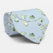 Greenery Eucalyptus Sky Blue Wedding Neck Tie Krawatte (Gerollt)