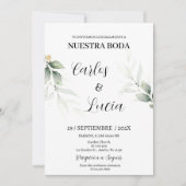 Greenery Eucalyptus Spanish Wedding Einladung (Vorderseite)