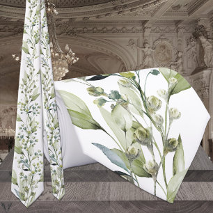 Greenery Eucalyptus Spray & Vines Wedding Neck Tie Krawatte