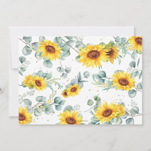 Greenery Eucalyptus Sunflower Koala Babydusche Einladung (Rückseite)