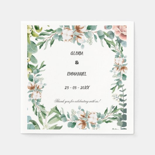 Greenery Eucalyptus Verlass Floral Wedding Serviette (Vorderseite)