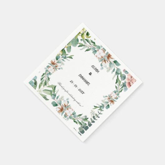 Greenery Eucalyptus Verlass Floral Wedding Serviette (Ecke)