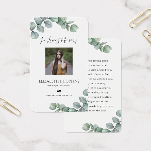 Greenery Eucalyptus Verlasse Foto Gebet Karten (Büro)