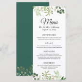 Greenery Eucalyptus Verlasst Elegante Chic Wedding Menükarte (Vorne/Hinten)