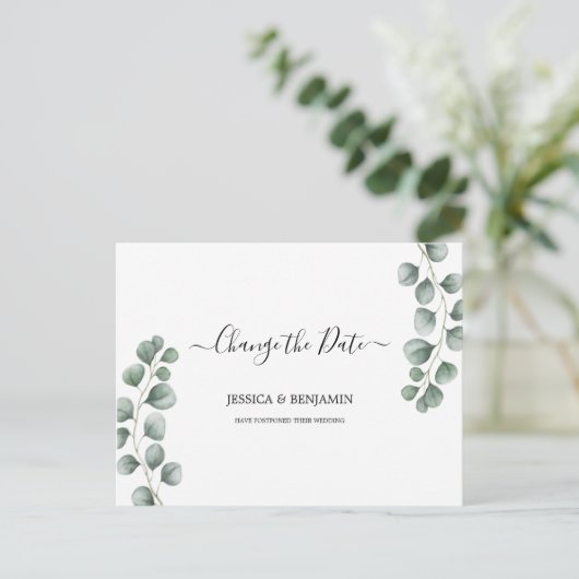 Greenery Eucalyptus Verlasst Skriptänderungen Postkarte (Stehend Vorderseite)