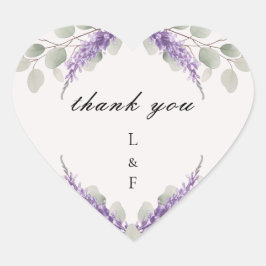 Greenery Eucalyptus Violet Lavender Vielen Dank Herz-Aufkleber