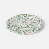 Greenery Eucalyptus Watercolor Brautparty Pappteller (Schrägansicht)