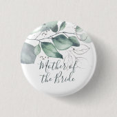 GREENERY EUCALYPTUS WATERCOLOR BRIDE'S MOTHER BUTTON (Vorderseite)