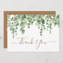 Greenery Eucalyptus Watercolor Gold Script Wedding Dankeskarte