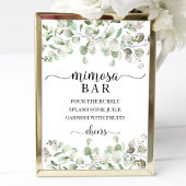 Greenery Eucalyptus Watercolor Mimosa Bar Sign Poster