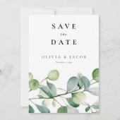 Greenery Eucalyptus Watercolor Save The Date (Vorderseite)