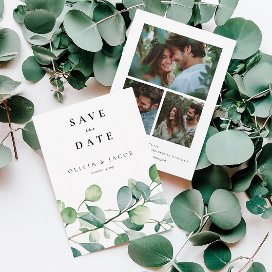 Greenery Eucalyptus Watercolor Save The Date