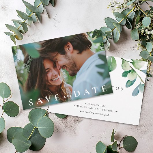 Greenery Eucalyptus Watercolor Save The Date