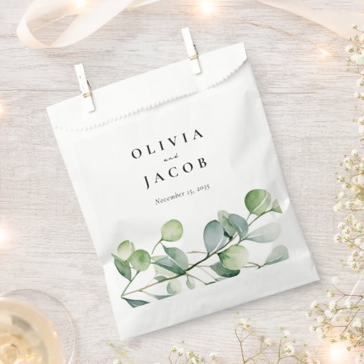 Greenery Eucalyptus Watercolor Wedding Geschenktütchen (Ausgeschnitten)