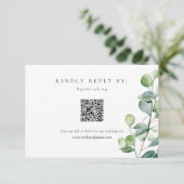 Greenery Eucalyptus Watercolor Wedding RSVP Begleitkarte (Stehend Vorderseite)