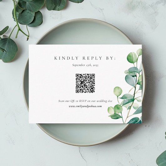 Greenery Eucalyptus Watercolor Wedding RSVP Begleitkarte