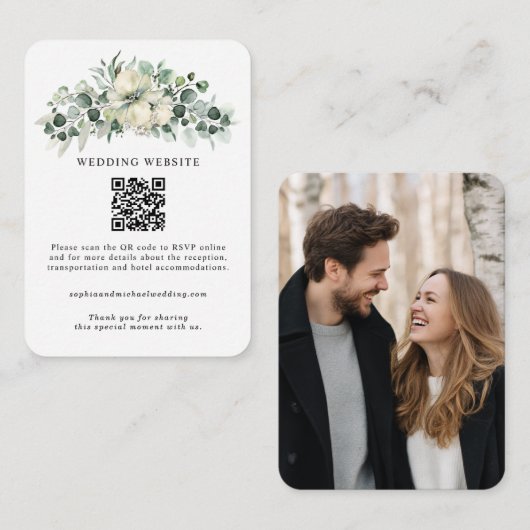 Greenery Eucalyptus Wedding Begleitkarte (Vorne/Hinten)