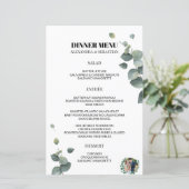 Greenery Eucalyptus Wedding Dinner Menu (Stehend Vorderseite)
